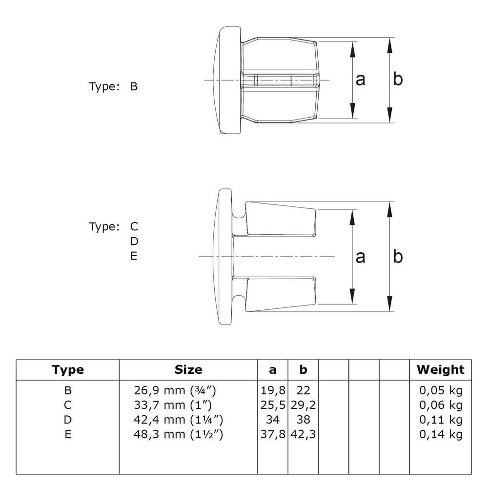 Doos Inslagdop Metaal - zwart-D / 42,4 mm (150 stuks)